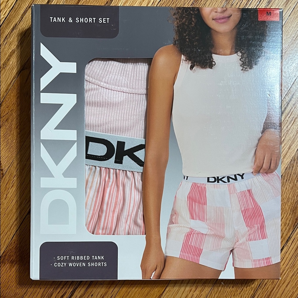 DKNY Ribbed Tank and Striped Shorts Set